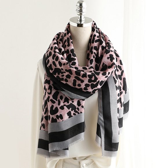 Pink Cheetah print scarves for women shawls for summer spring Hair wraps - Picture 1 of 2